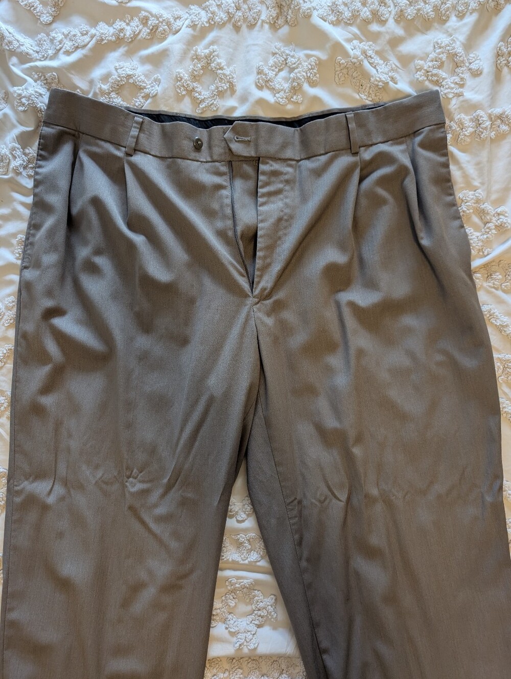 Stafford Men's Flat-Front Dress Pants - Gray Brown